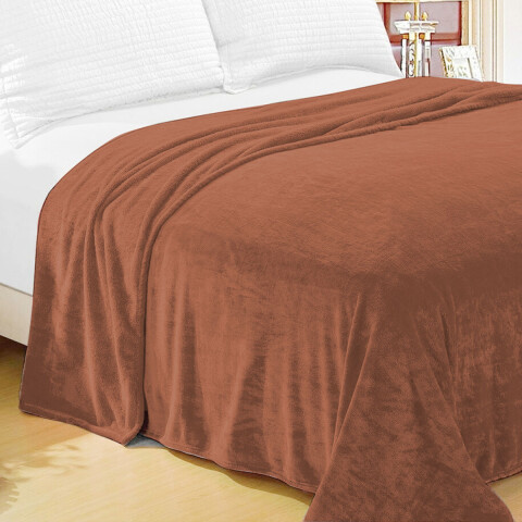 Frazada Flannel King Size Home Class 240 x 260 cm TERRACOTA