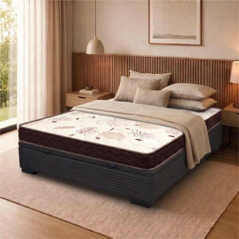Sommier Baúl 2 Plazas Negro con Colchón Dorado 138 x 188 Firmeza Media Sommier Baúl 2 Plazas Negro con Colchón Dorado 138 x 188 Firmeza Media