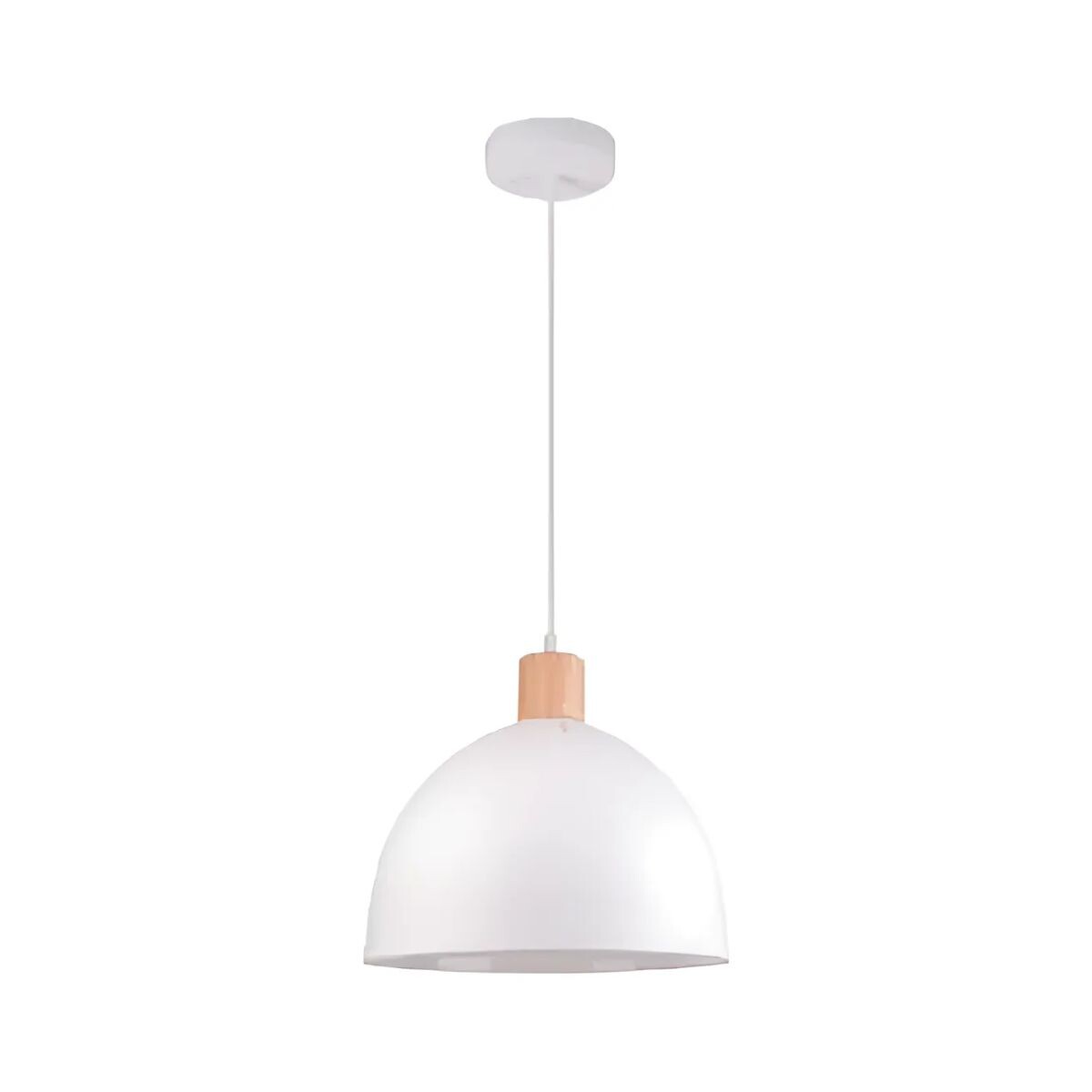 COLGANTE DECORATIVA CAMPANA E27 CON DETALLE EN MADERA BETA - Blanco 