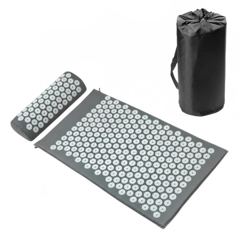 Colchoneta Mat + Almohada Acupuntura Masajeador Relajación Color Gris