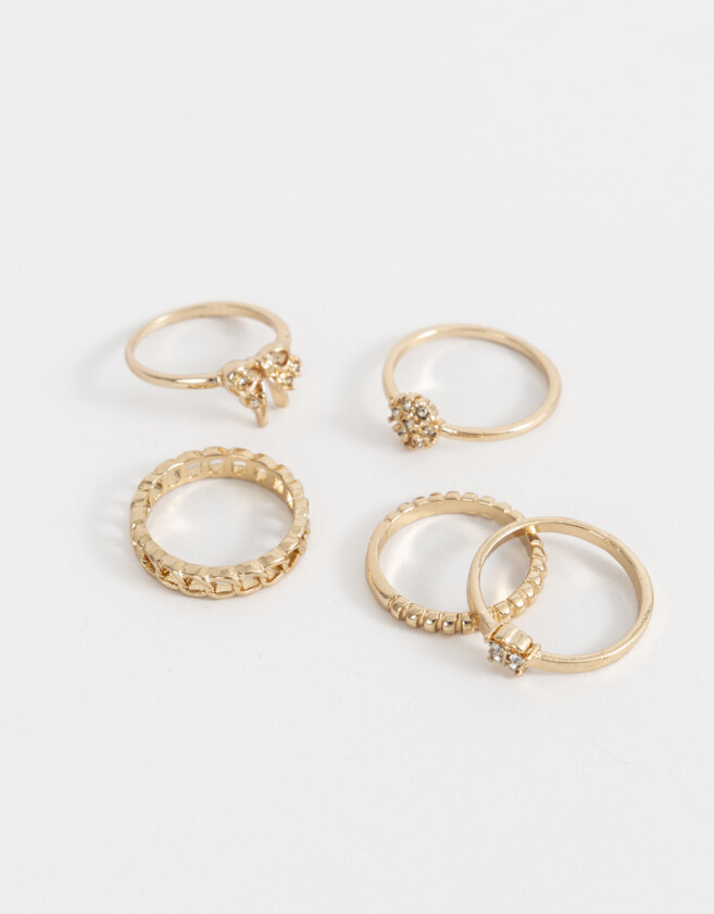 Sets Anillos Strass Sets De Anillos Con Strass Crystal - Dorado