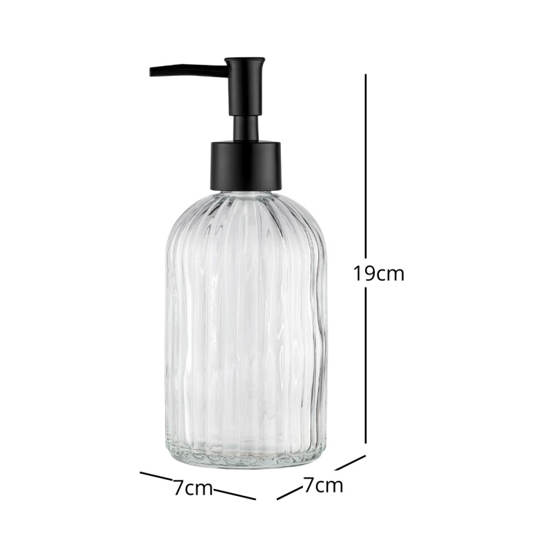 Dispensador de jabón de vidrio con base redonda 400ml TRANSPARENTE