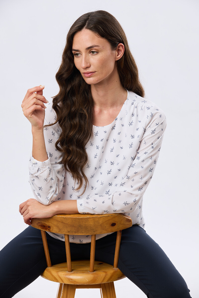 BLUSA CLASICA - Hojas Azul 