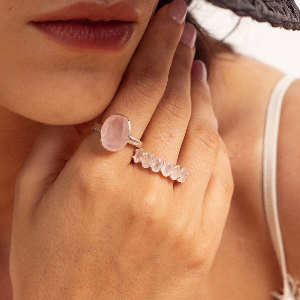 Anillo Amara Cuarzo Rosa - Plata 925 
