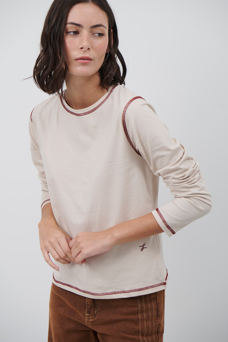 REMERA COTTON M/L BEIGE