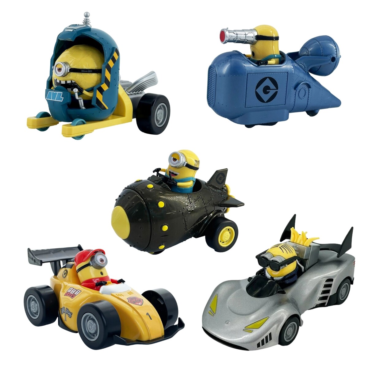 Pack X5 Vehículos Fricción Ax Toys Minions 