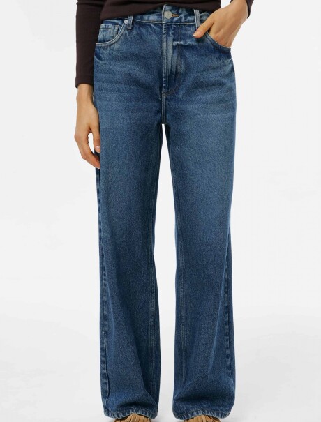 PANTALÓN WIDE LEG CINTURA MEDIA AZUL