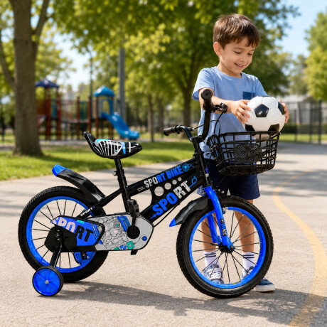 Bicicleta Infantil Rodado 16 C/Rueditas Aux Estilo Deportivo Celeste