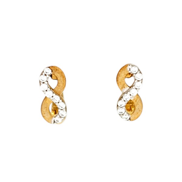 Caravanas aros infinitos oro- Oro bajo - Zirconia - CA8182 conpiedra