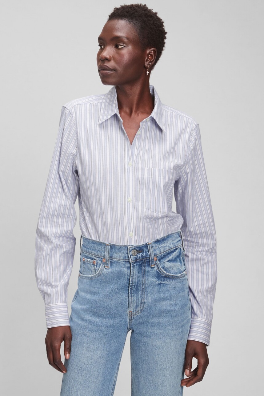 Camisa Clásica Mujer Blue Stripe