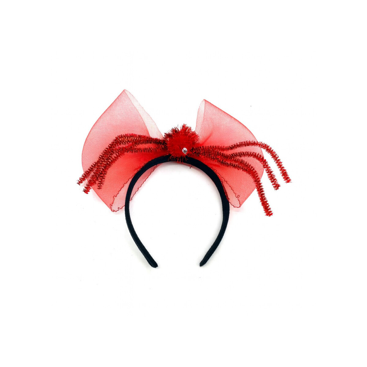 Vincha Halloween con tul y araña - Roja 