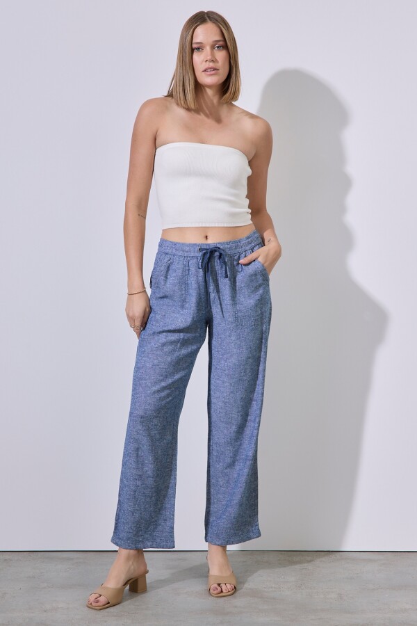 Pantalon Lino AZUL