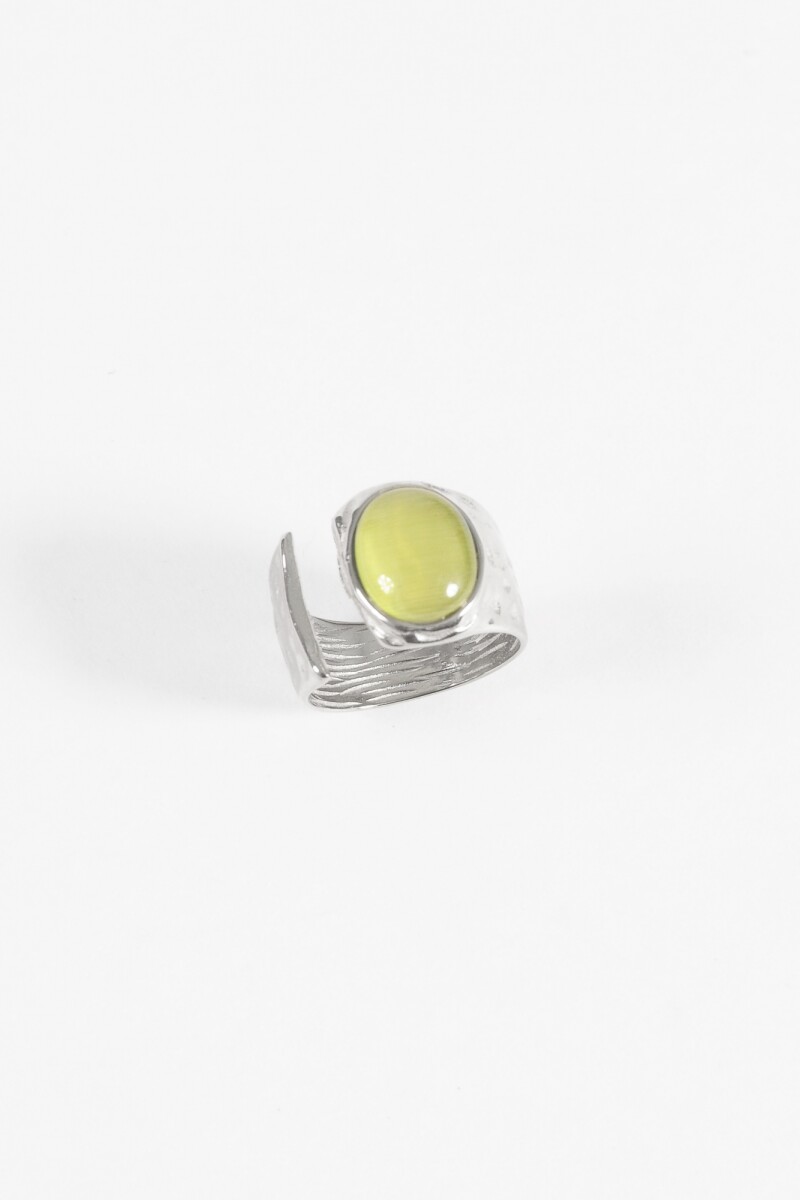 Anillo acero irregular piedra plateado