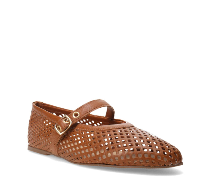 Zapato balerina calado Caramelo