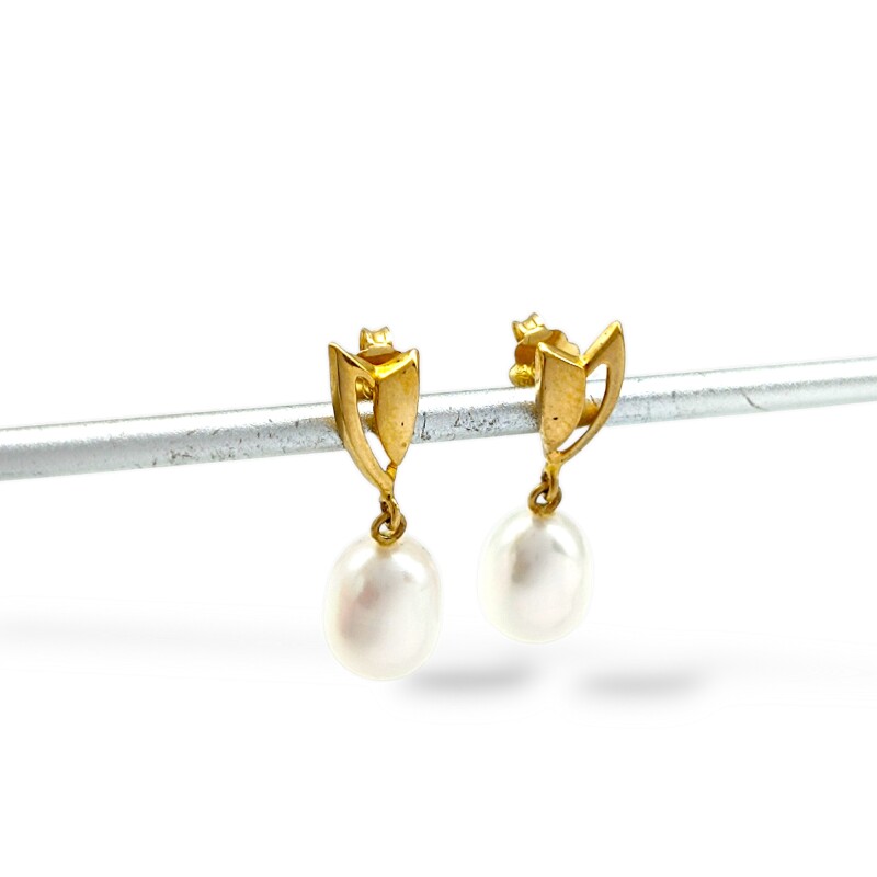 Caravanas Perlas Elegantes - Oro bajo - Perla de río- CA8217 conperla