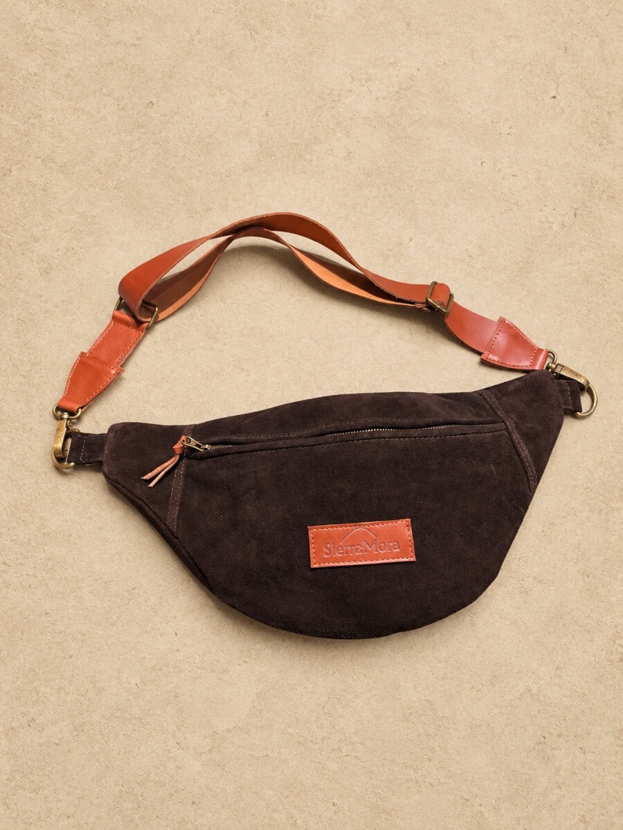Leather Fanny Pack - Gamuza Chocolate Oscuro 