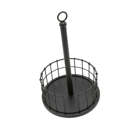 PORTA ROLLO DE PAPEL METAL NEGRO 17.5X34CM Unica