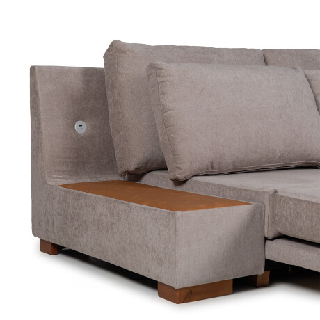 Sofá Cama Niki - Con mesa - Tela Microfibra 10287 (Tostado)