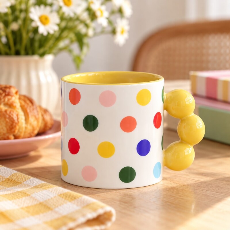45-2K-005 Taza De Ceramica Modelo Lunares