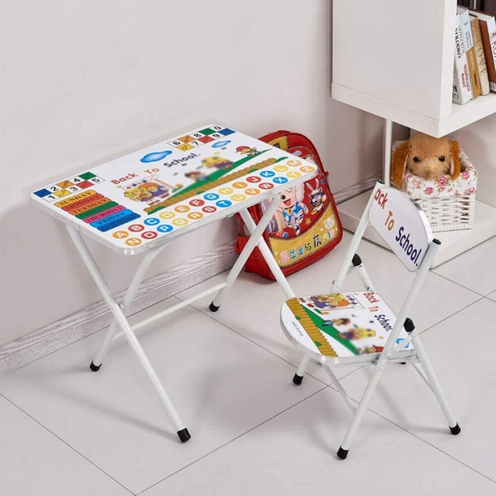 Escritorio Infantil Con Silla Plegable Blanco