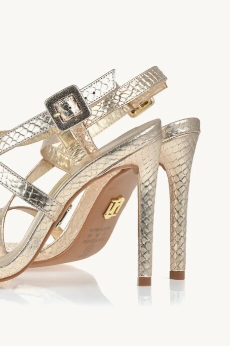Sandalia taco alto Snake ligh gold Dorado