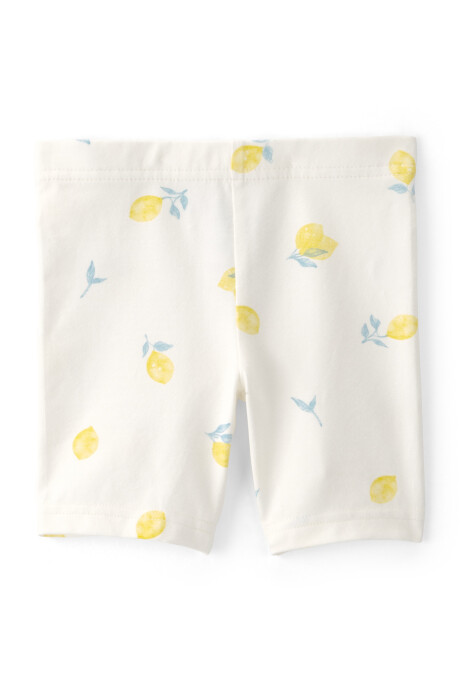 Short ciclista de algodón, crema, diseño limones Sin color