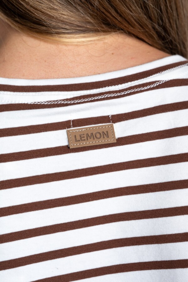 Remera Algodónn Elastano Rayada Chocolate