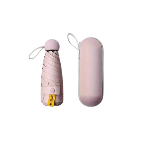 Paragua plegable con mango y estuche colores pastel Rosa