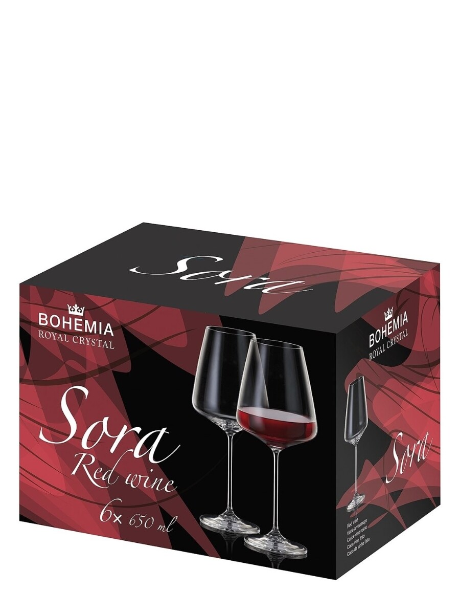 Juego de 6 copas Sora cristal de bohemia x 650 ml 