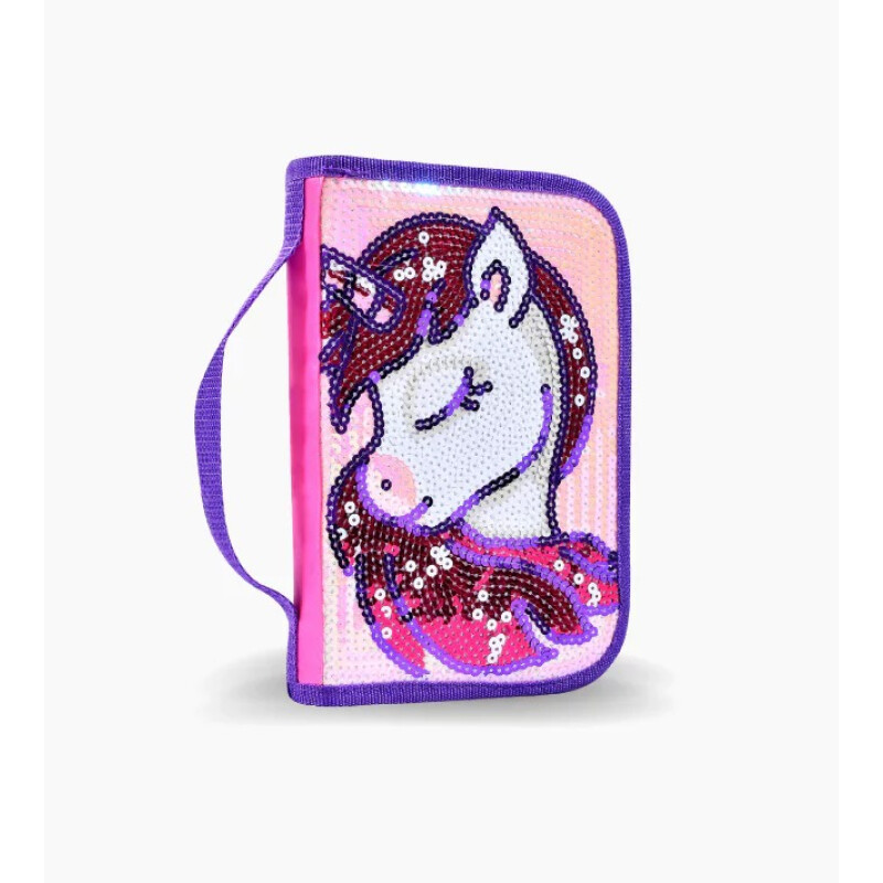 Cartuchera Footy Unicornio Lentejuelas Violeta - Rosado
