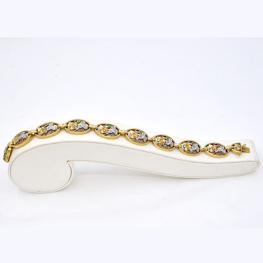 Pulsera Oro 18K Con Diamantes Y Esmeraldas Pulsera Oro 18K Con Diamantes Y Esmeraldas