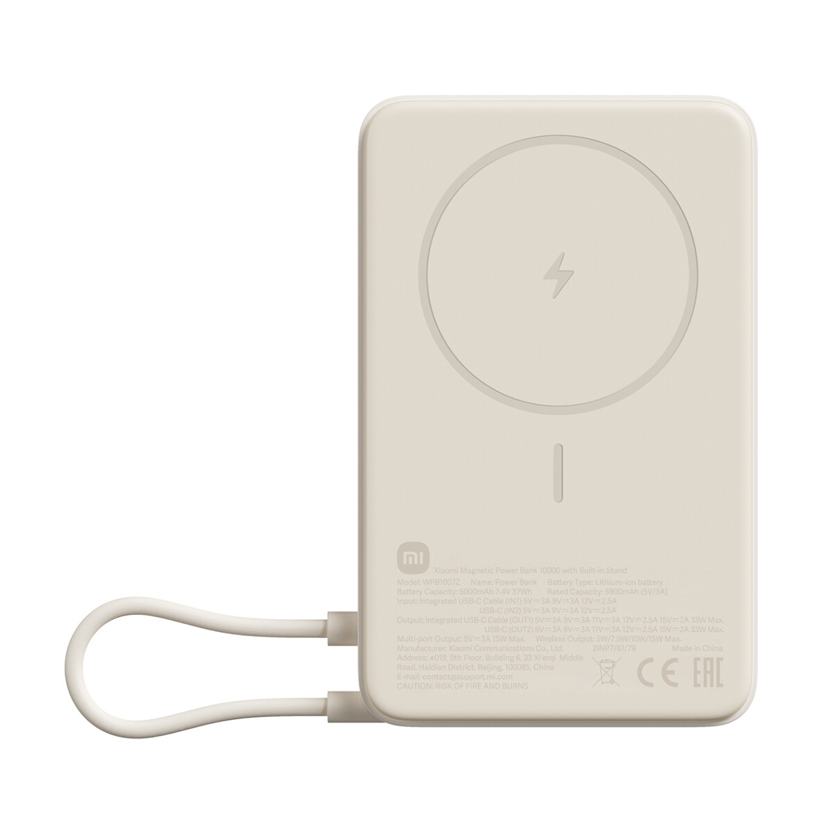 Power Bank Xiaomi Magnético 10W 10000mAh Beige con Soporte 