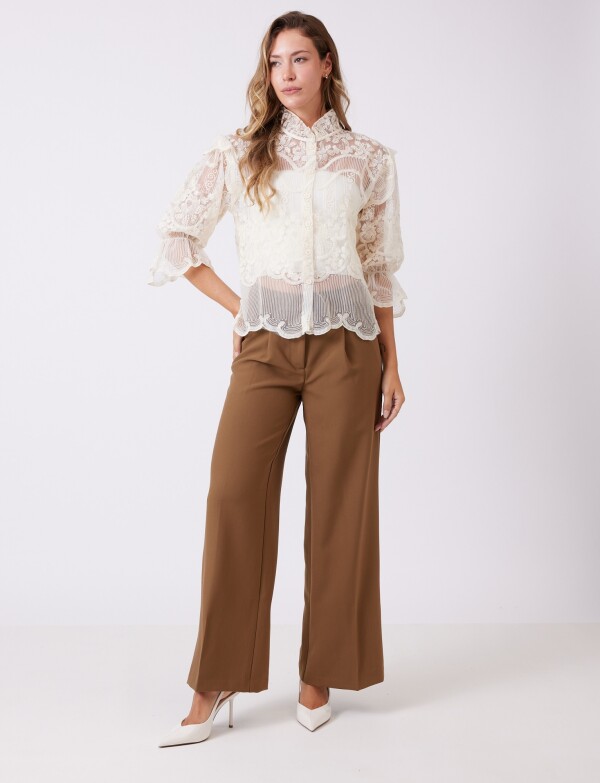 Blusa Tul Bordado BEIGE CLARO