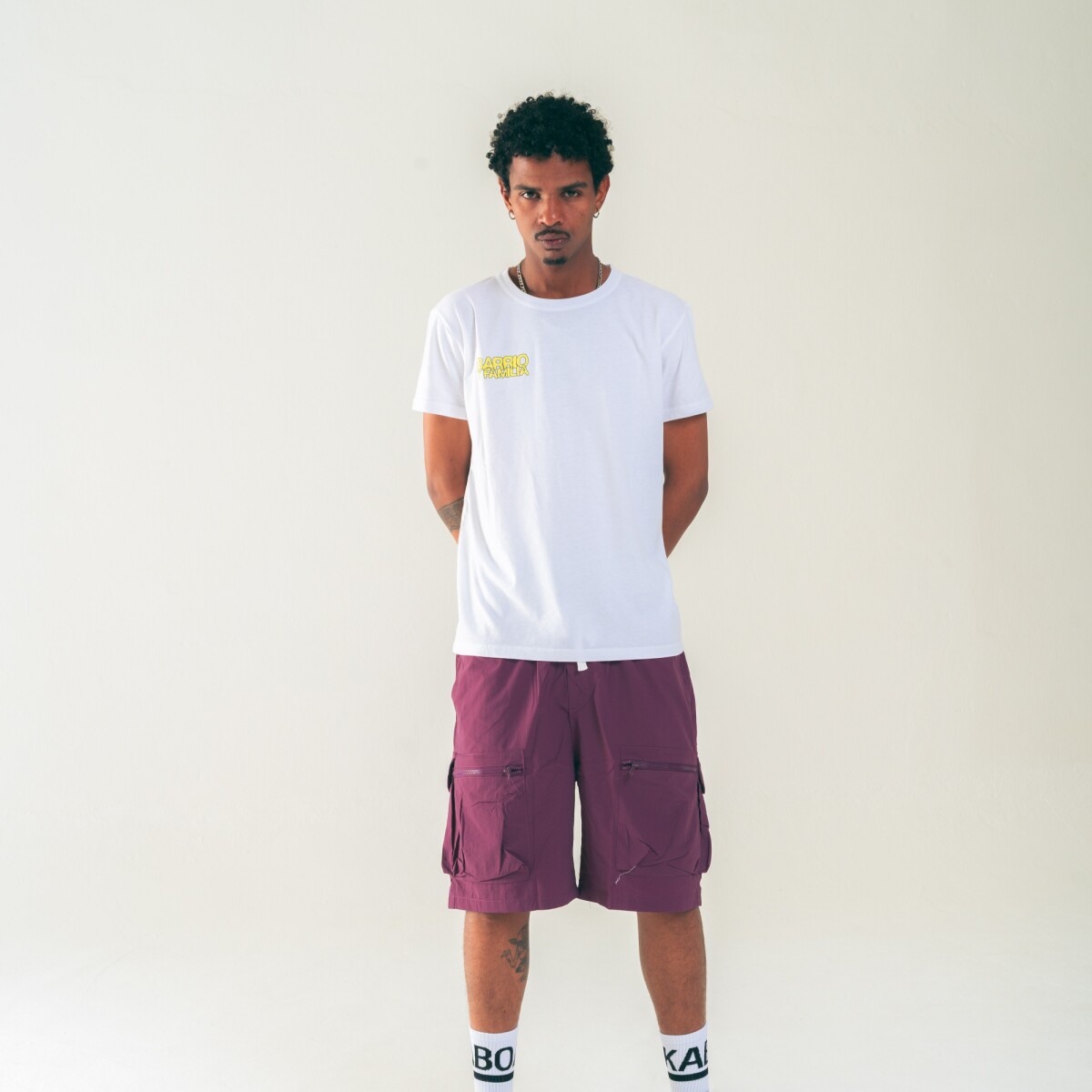 BERMUDA NYLON - LOGO BORDEAUX 