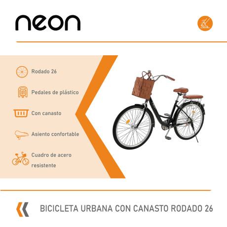 Bicicleta Urbana Rodado 26 con Canasto Vintage Negro