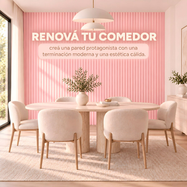 Pack x20 Wpc Simil Madera Wall Panel Lambrin 2.90x16.7 Rosa 1