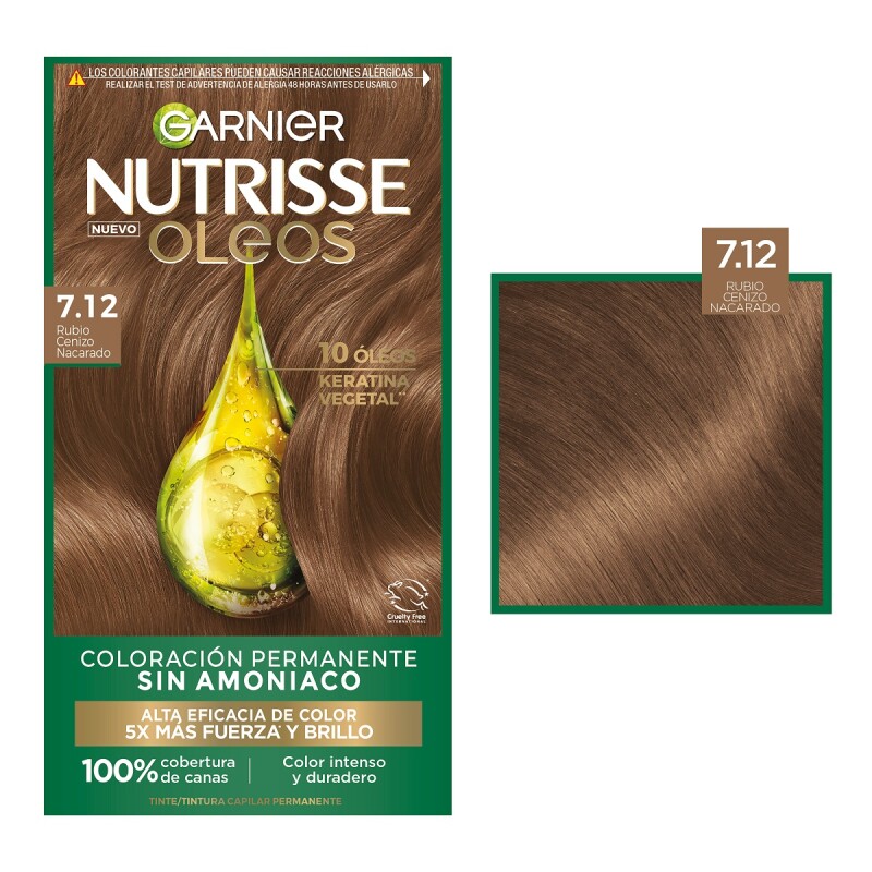 Tinta Garnier Nutrisse Oleos N°7.12 Rubio Cenizo Nacarado Tinta Garnier Nutrisse Oleos N°7.12 Rubio Cenizo Nacarado