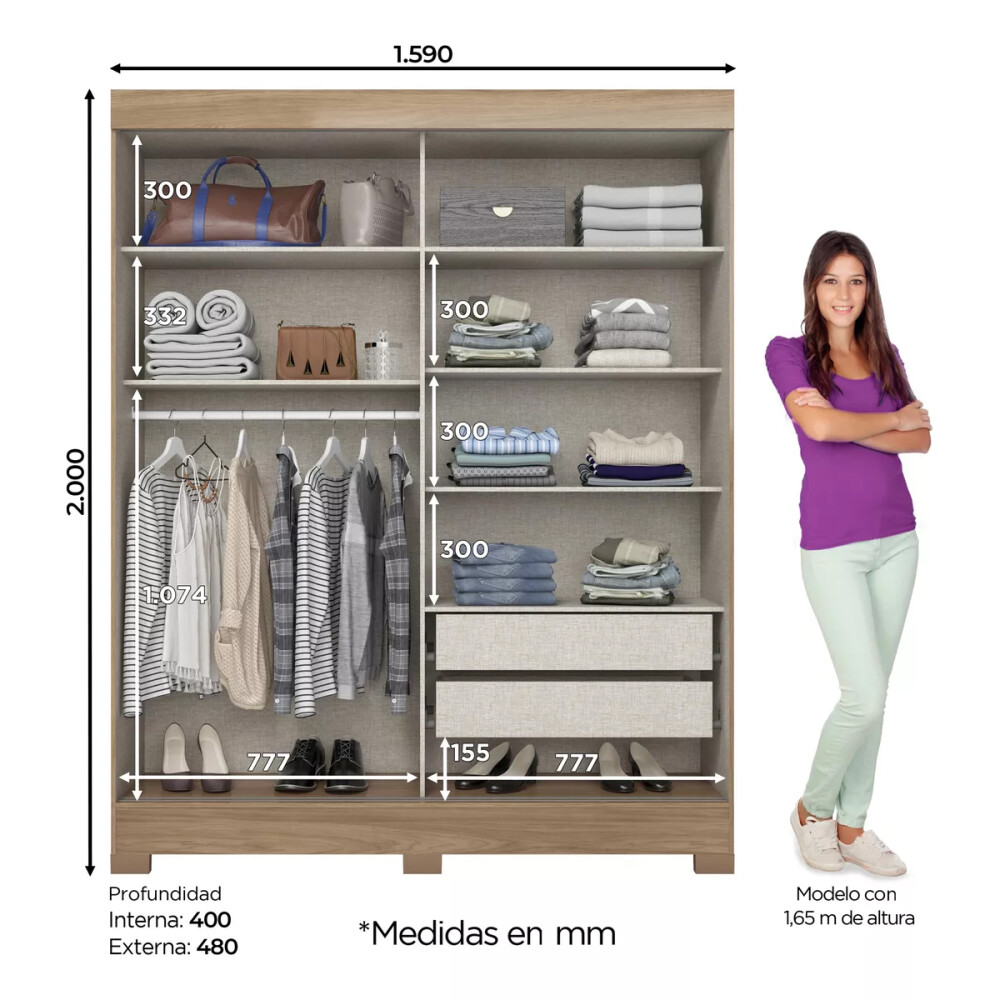ROPERO 2 PUERTAS CORREDIZAS 2 CAJONES INTERNOS GUARDARROPA ARMARIO PLACARD CLOSET ROPERO 2 PUERTAS CORREDIZAS 2 CAJONES INTERNOS GUARDARROPA ARMARIO PLACARD CLOSET