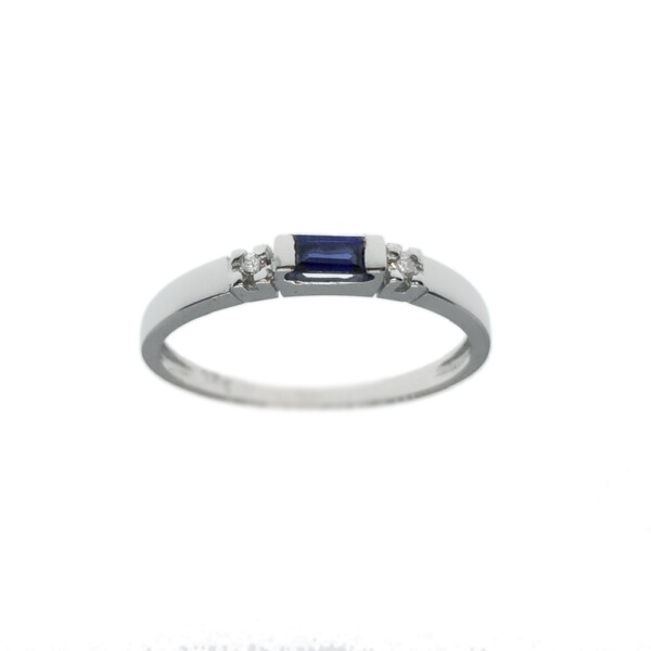 Anillo de oro blanco 18k con brillantes y zafiro N8725W Anillo de oro blanco 18k con brillantes y zafiro N8725W