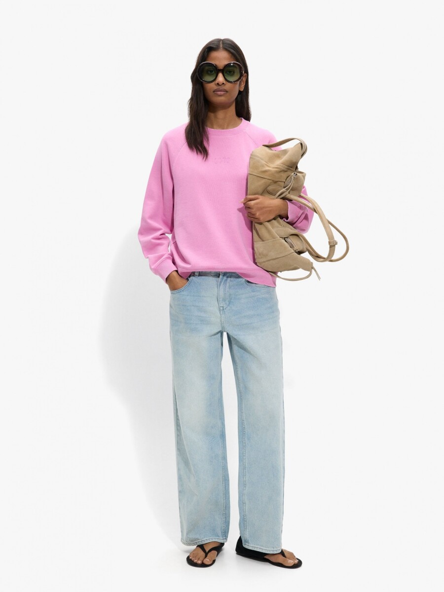 Sudadera De Algodón Con Bordado rosa
