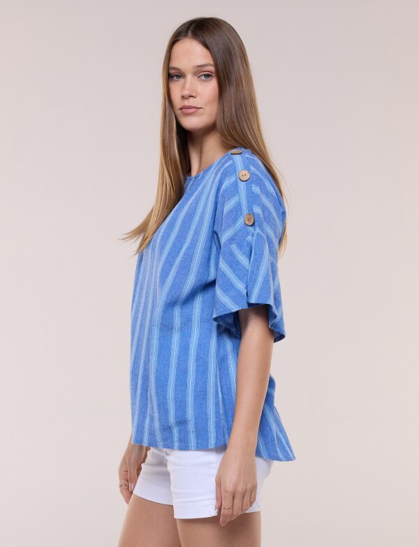 Blusa Holgada Con Botones AZUL/MULTI