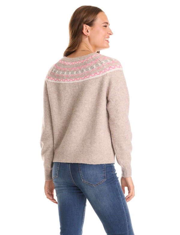Cardigan Lana Fairisle BEIGE/MULTI