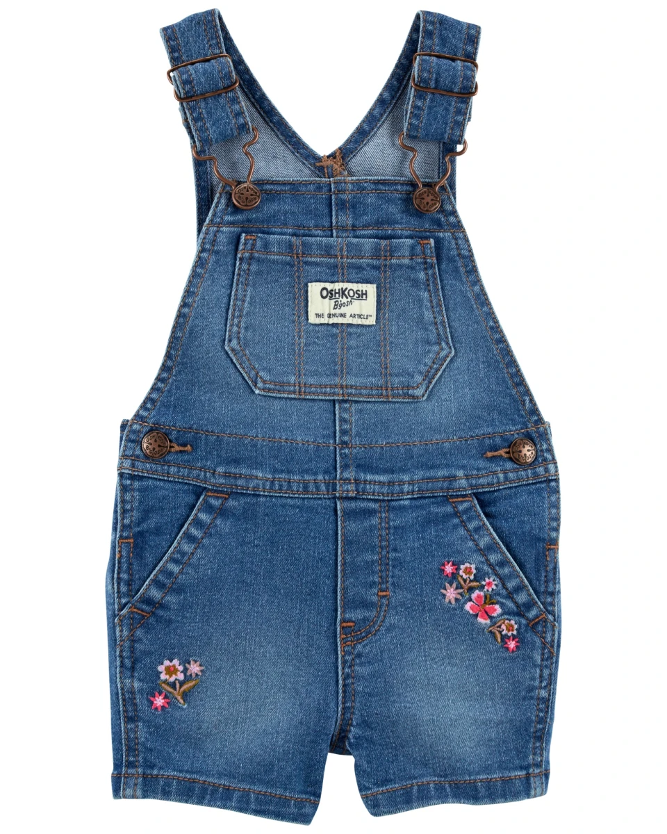 Enterito corto de jean con bordado. Talles 6-24M 