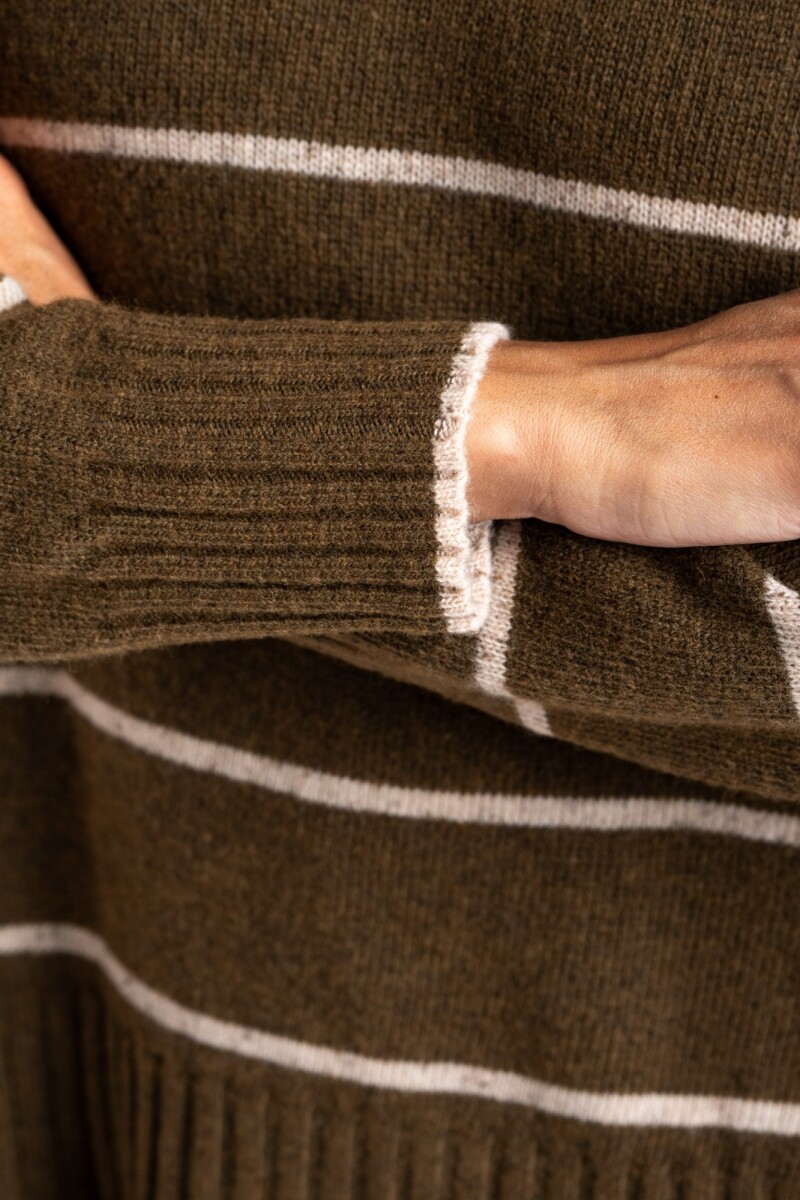 Sweater Rayado Lana Oliva