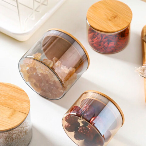 OUTLET Contenedor acrílico tapa hermética símil madera 500ml Outlet Contenedor Acrílico Tapa Hermética Símil Madera 500ml