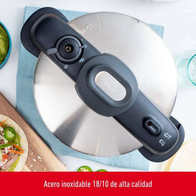 Olla a presión Tefal 8L acero inoxidable 5 sistemas de seguridad compatible inducción Olla a presión Tefal 8L acero inoxidable 5 sistemas de seguridad compatible inducción