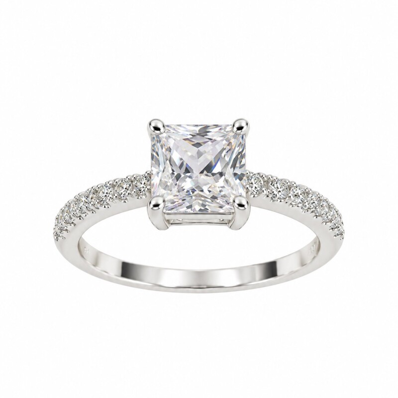 Anillo con zirconia talla carre al centro Anillo con zirconia talla carre al centro