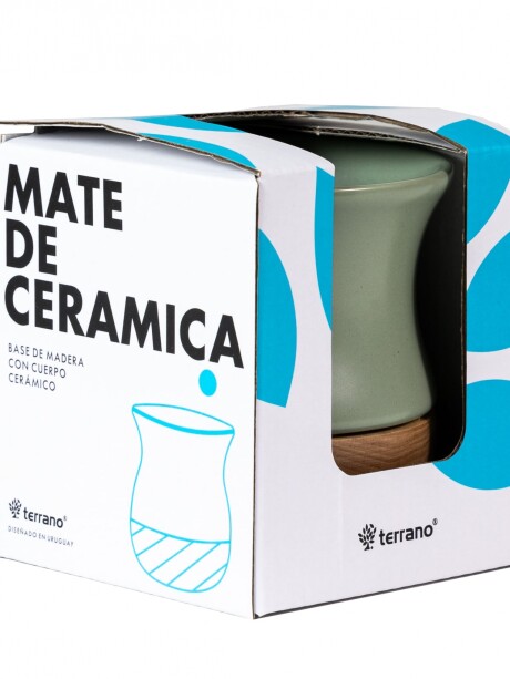 Kit Termo Slim 750ml + Mate Ceramica Base Madera Oliva