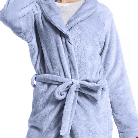 Bata de Cama Microfibra Home Class Talle P al XG AZUL PIEDRA