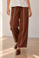 PANTALON LINO CRUZ MARRON